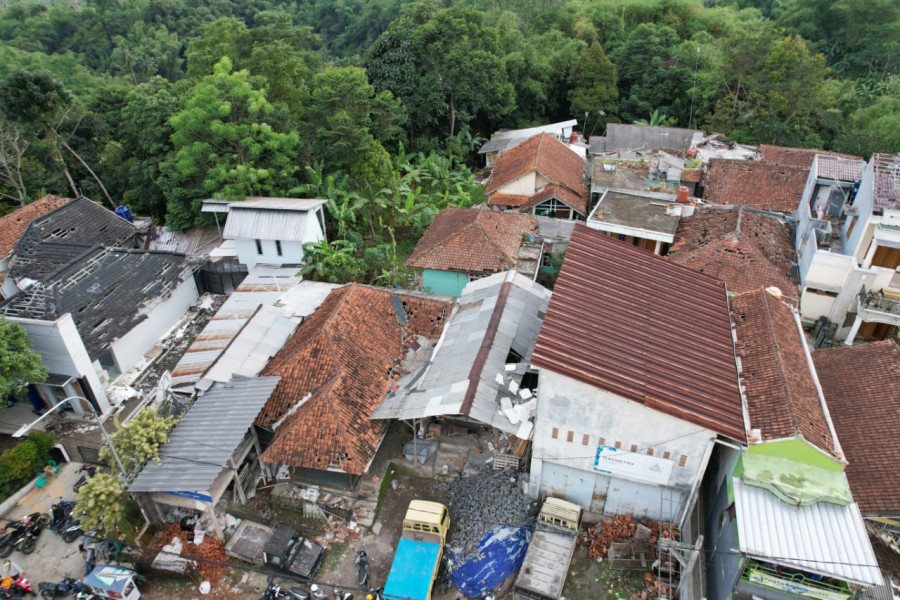 Kondisi permukiman warga terdampak gempa di Kabupaten Cianjur, Jawa Barat.