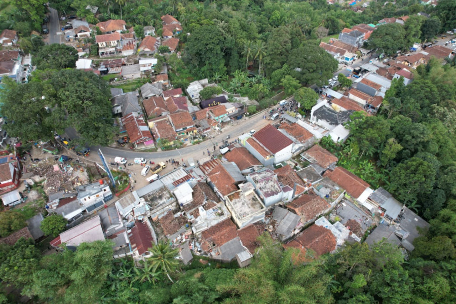 Kondisi permukiman warga terdampak gempa di Kabupaten Cianjur, Jawa Barat.