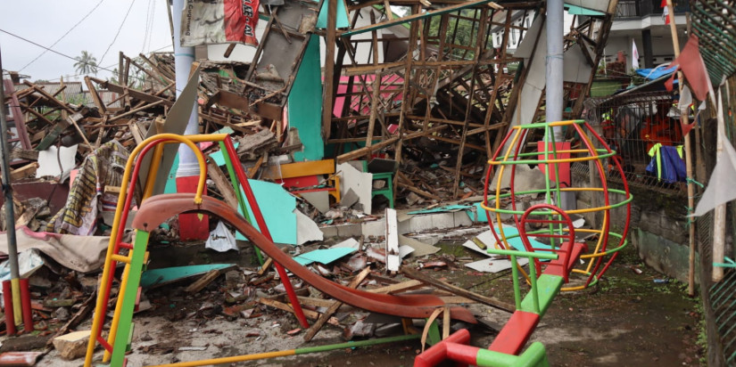 Kerusakan bangunan akibat gempabumi M5,6 Cianjur