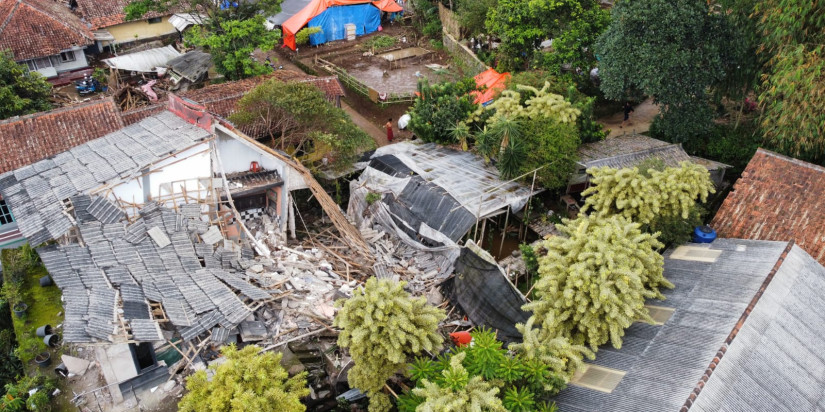 Foto Udara Kondisi Pemukiman Warga Pascagempa Cianjur